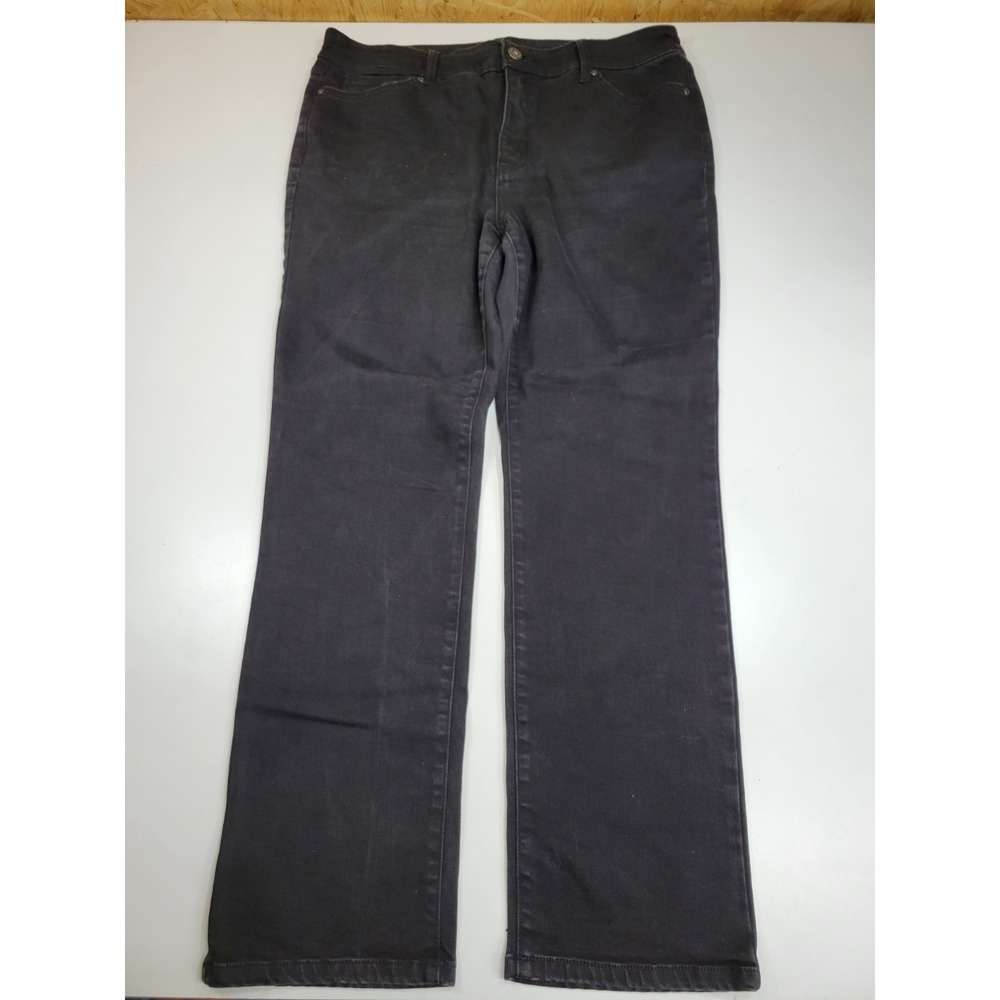 St. John's Bay Straight Leg Jeans Women's Size 16 Black Stretch‎ Mid Rise...